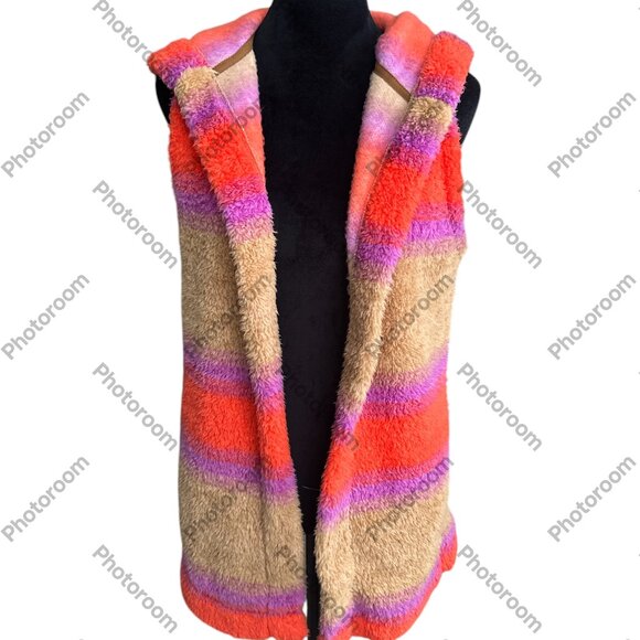 Koolaburra Jackets & Blazers - Koolaburra by Ugg XS Bold Striped. Open Teddy Bear Hooded Vest